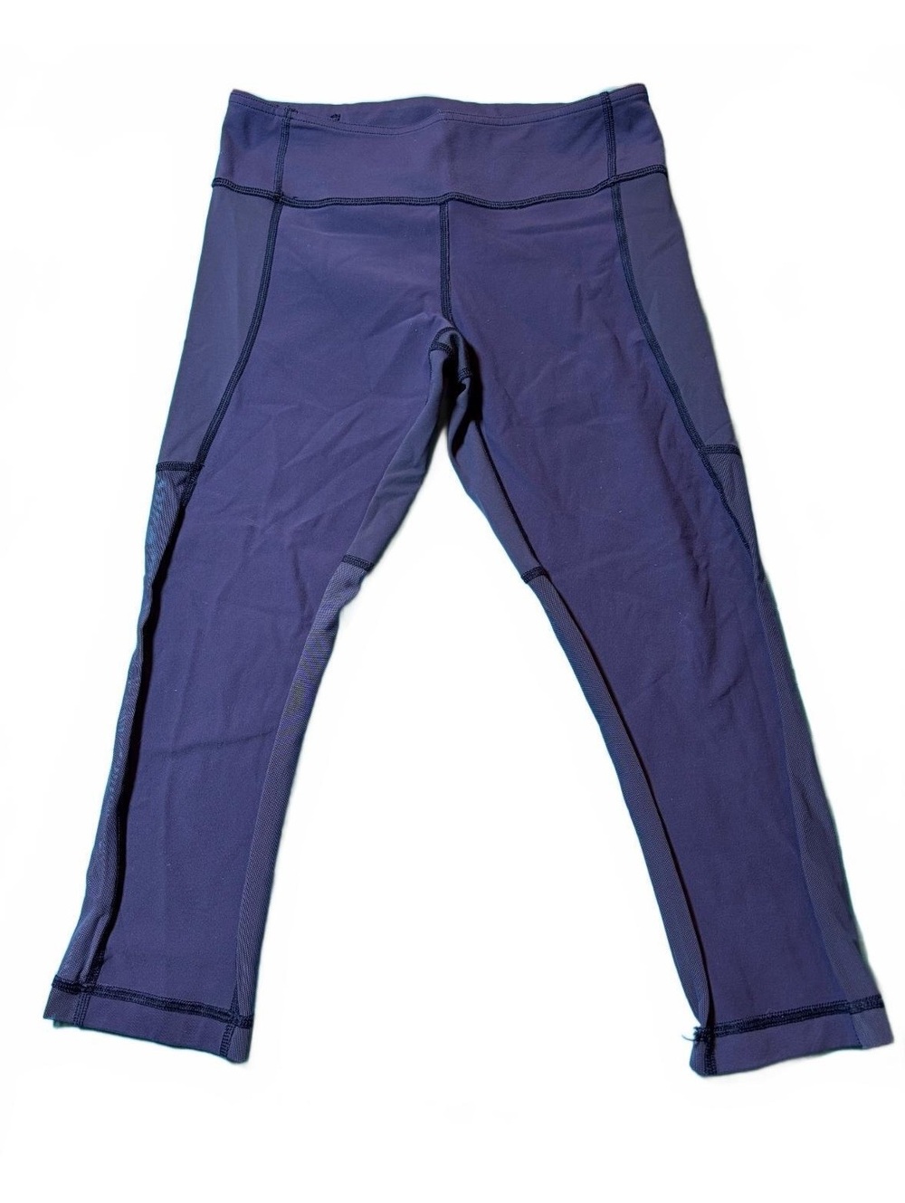 Lululemon Leggings Women 6 Purple Mesh Panel Pull On Stretch Cropped